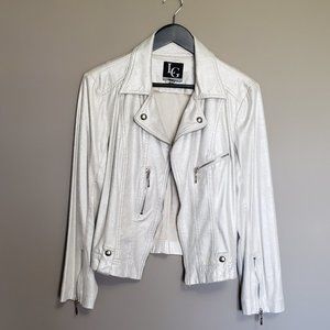 LIKE NEW LADIES METALLIC SILVER MOTO JACKET